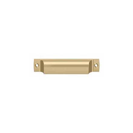 Deltana [SHP40U4] Solid Brass Cabinet Cup Pull - Shell - Brushed Brass Finish - 4&quot; C/C - 4 1/2&quot; L