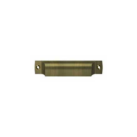 Deltana [SHP40U5] Solid Brass Cabinet Cup Pull - Shell - Antique Brass Finish - 4&quot; C/C - 4 1/2&quot; L