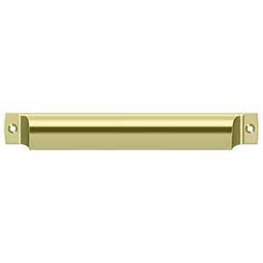 Deltana [SHP70U3-UNL] Solid Brass Cabinet Cup Pull - Shell - Polished Brass (Unlacquered) Finish - 7" C/C - 7 1/2" L