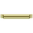 Deltana [SHP70U3-UNL] Solid Brass Cabinet Cup Pull - Shell - Polished Brass (Unlacquered) Finish - 7&quot; C/C - 7 1/2&quot; L