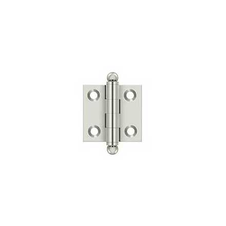 Deltana [CH1515U14] Solid Brass Cabinet Door Butt Hinge - Ball Tip - Square Corner - Polished Nickel Finish - Pair - 1 1/2&quot; H x 1 1/2&quot; W