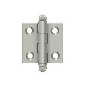 Deltana [CH1515U15] Solid Brass Cabinet Door Butt Hinge - Ball Tip - Square Corner - Brushed Nickel Finish - Pair - 1 1/2" H x 1 1/2" W