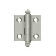 Deltana [CH1515U15] Solid Brass Cabinet Door Butt Hinge - Ball Tip - Square Corner - Brushed Nickel Finish - Pair - 1 1/2&quot; H x 1 1/2&quot; W