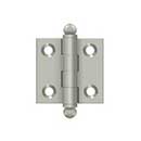 Deltana [CH1515U15] Solid Brass Cabinet Door Butt Hinge - Ball Tip - Square Corner - Brushed Nickel Finish - Pair - 1 1/2" H x 1 1/2" W