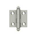 Deltana [CH1515U15] Solid Brass Cabinet Door Butt Hinge - Ball Tip - Square Corner - Brushed Nickel Finish - Pair - 1 1/2&quot; H x 1 1/2&quot; W