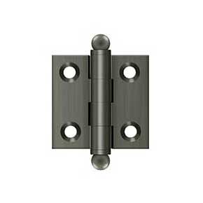 Deltana [CH1515U15A] Solid Brass Cabinet Door Butt Hinge - Ball Tip - Square Corner - Antique Nickel Finish - Pair - 1 1/2" H x 1 1/2" W
