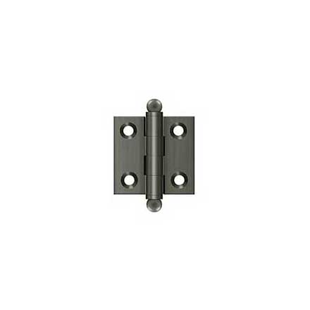 Deltana [CH1515U15A] Solid Brass Cabinet Door Butt Hinge - Ball Tip - Square Corner - Antique Nickel Finish - Pair - 1 1/2" H x 1 1/2" W