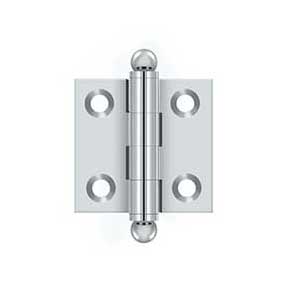 Deltana [CH1515U26] Solid Brass Cabinet Door Butt Hinge - Ball Tip - Square Corner - Polished Chrome Finish - Pair - 1 1/2" H x 1 1/2" W
