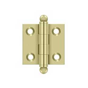 Deltana [CH1515U3-UNL] Solid Brass Cabinet Door Butt Hinge - Ball Tip - Square Corner - Polished Brass (Unlacquered) Finish - Pair - 1 1/2" H x 1 1/2" W