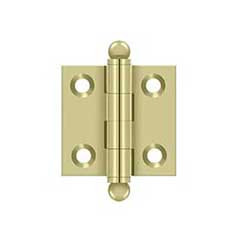 Deltana [CH1515U3-UNL] Solid Brass Cabinet Door Butt Hinge - Ball Tip - Square Corner - Polished Brass (Unlacquered) Finish - Pair - 1 1/2&quot; H x 1 1/2&quot; W