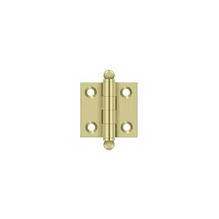 Deltana [CH1515U3-UNL] Solid Brass Cabinet Door Butt Hinge - Ball Tip - Square Corner - Polished Brass (Unlacquered) Finish - Pair - 1 1/2&quot; H x 1 1/2&quot; W