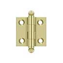 Deltana [CH1515U3-UNL] Solid Brass Cabinet Door Butt Hinge - Ball Tip - Square Corner - Polished Brass (Unlacquered) Finish - Pair - 1 1/2" H x 1 1/2" W