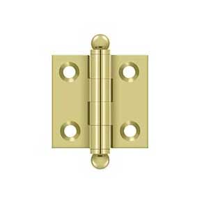 Deltana [CH1515U3] Solid Brass Cabinet Door Butt Hinge - Ball Tip - Square Corner - Polished Brass Finish - Pair - 1 1/2" H x 1 1/2" W