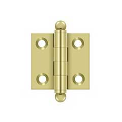 Deltana [CH1515U3] Solid Brass Cabinet Door Butt Hinge - Ball Tip - Square Corner - Polished Brass Finish - Pair - 1 1/2&quot; H x 1 1/2&quot; W