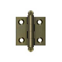 Deltana [CH1515U5] Solid Brass Cabinet Door Butt Hinge - Ball Tip - Square Corner - Antique Brass Finish - Pair - 1 1/2&quot; H x 1 1/2&quot; W