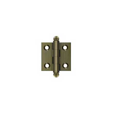 Deltana [CH1515U5] Solid Brass Cabinet Door Butt Hinge - Ball Tip - Square Corner - Antique Brass Finish - Pair - 1 1/2&quot; H x 1 1/2&quot; W