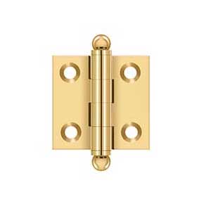 Deltana [CH1515CR003] Solid Brass Cabinet Door Butt Hinge - Ball Tip - Square Corner - Polished Brass (PVD) Finish - Pair - 1 1/2" H x 1 1/2" W
