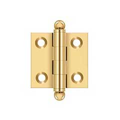 Deltana [CH1515CR003] Solid Brass Cabinet Door Butt Hinge - Ball Tip - Square Corner - Polished Brass (PVD) Finish - Pair - 1 1/2&quot; H x 1 1/2&quot; W