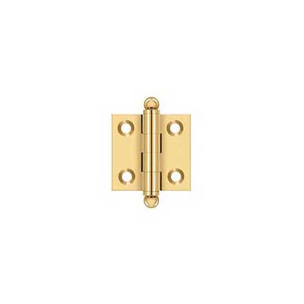 Deltana [CH1515CR003] Solid Brass Cabinet Door Butt Hinge - Ball Tip - Square Corner - Polished Brass (PVD) Finish - Pair - 1 1/2" H x 1 1/2" W