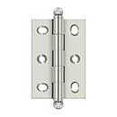 Deltana [CHA2517U14] Solid Brass Cabinet Door Butt Hinge - Ball Tip - Square Corner - Adjustable - Polished Nickel Finish - Pair - 2 1/2" H x 1 3/4" W