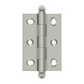 Deltana [CHA2517U15] Solid Brass Cabinet Door Butt Hinge - Ball Tip - Square Corner - Adjustable - Brushed Nickel Finish - Pair - 2 1/2" H x 1 3/4" W