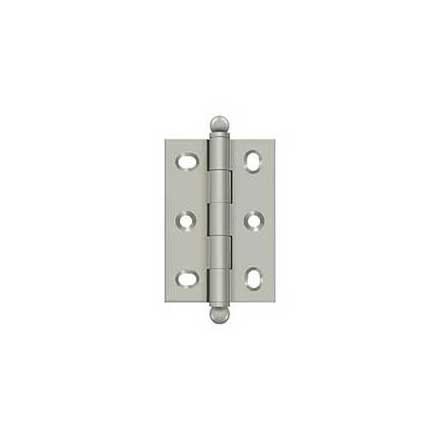 Deltana [CHA2517U15] Solid Brass Cabinet Door Butt Hinge - Ball Tip - Square Corner - Adjustable - Brushed Nickel Finish - Pair - 2 1/2&quot; H x 1 3/4&quot; W