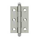 Deltana [CHA2517U15] Solid Brass Cabinet Door Butt Hinge - Ball Tip - Square Corner - Adjustable - Brushed Nickel Finish - Pair - 2 1/2&quot; H x 1 3/4&quot; W