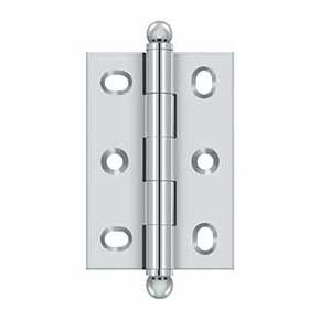 Deltana [CHA2517U26] Solid Brass Cabinet Door Butt Hinge - Ball Tip - Square Corner - Adjustable - Polished Chrome Finish - Pair - 2 1/2" H x 1 3/4" W