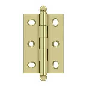Deltana [CHA2517U3-UNL] Solid Brass Cabinet Door Butt Hinge - Ball Tip - Square Corner - Adjustable - Polished Brass (Unlacquered) Finish - Pair - 2 1/2" H x 1 3/4" W