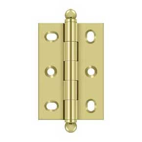 Deltana [CHA2517U3] Solid Brass Cabinet Door Butt Hinge - Ball Tip - Square Corner - Adjustable - Polished Brass Finish - Pair - 2 1/2" H x 1 3/4" W