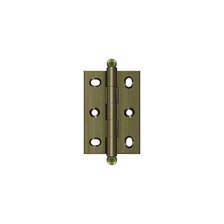 Deltana [CHA2517U5] Solid Brass Cabinet Door Butt Hinge - Ball Tip - Square Corner - Adjustable - Antique Brass Finish - Pair - 2 1/2&quot; H x 1 3/4&quot; W