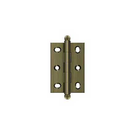 Deltana [CHA2517U5] Solid Brass Cabinet Door Butt Hinge - Ball Tip - Square Corner - Adjustable - Antique Brass Finish - Pair - 2 1/2&quot; H x 1 3/4&quot; W