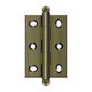 Deltana [CHA2517U5] Solid Brass Cabinet Door Butt Hinge - Ball Tip - Square Corner - Adjustable - Antique Brass Finish - Pair - 2 1/2&quot; H x 1 3/4&quot; W