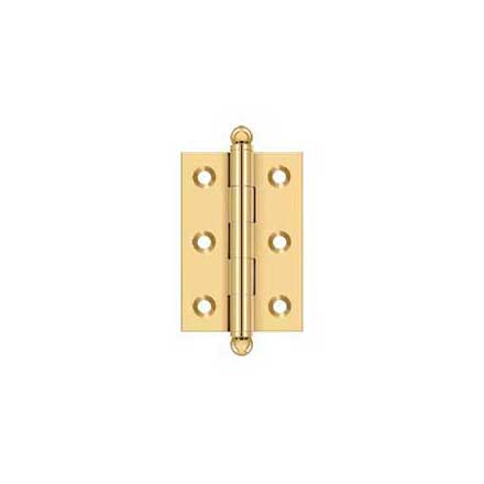 Deltana [CH2517CR003] Solid Brass Cabinet Door Butt Hinge - Ball Tip - Square Corner - Polished Brass (PVD) Finish - Pair - 2 1/2&quot; H x 1 11/16&quot; W