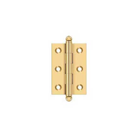 Deltana [CH2517CR003] Solid Brass Cabinet Door Butt Hinge - Ball Tip - Square Corner - Polished Brass (PVD) Finish - Pair - 2 1/2&quot; H x 1 11/16&quot; W