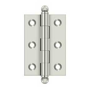 Deltana [CH2517U14] Solid Brass Cabinet Door Butt Hinge - Ball Tip - Square Corner - Polished Nickel Finish - Pair - 2 1/2" H x 1 11/16" W