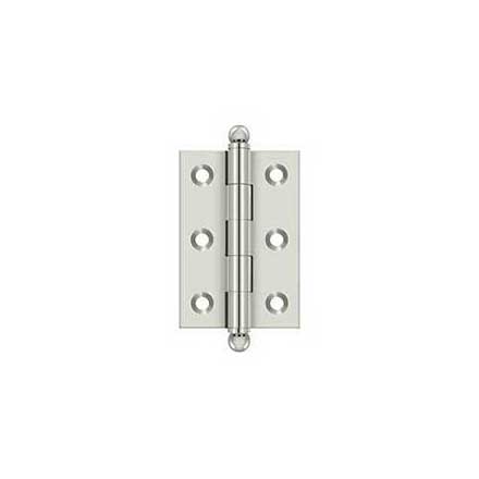 Deltana [CH2517U14] Solid Brass Cabinet Door Butt Hinge - Ball Tip - Square Corner - Polished Nickel Finish - Pair - 2 1/2" H x 1 11/16" W