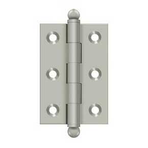 Deltana [CH2517U15] Solid Brass Cabinet Door Butt Hinge - Ball Tip - Square Corner - Brushed Nickel Finish - Pair - 2 1/2" H x 1 11/16" W
