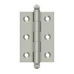 Deltana [CH2517U15] Solid Brass Cabinet Door Butt Hinge - Ball Tip - Square Corner - Brushed Nickel Finish - Pair - 2 1/2&quot; H x 1 11/16&quot; W