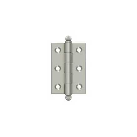 Deltana [CH2517U15] Solid Brass Cabinet Door Butt Hinge - Ball Tip - Square Corner - Brushed Nickel Finish - Pair - 2 1/2&quot; H x 1 11/16&quot; W