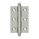 Deltana [CH2517U15] Solid Brass Cabinet Door Butt Hinge - Ball Tip - Square Corner - Brushed Nickel Finish - Pair - 2 1/2" H x 1 11/16" W