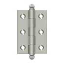 Deltana [CH2517U15] Solid Brass Cabinet Door Butt Hinge - Ball Tip - Square Corner - Brushed Nickel Finish - Pair - 2 1/2&quot; H x 1 11/16&quot; W