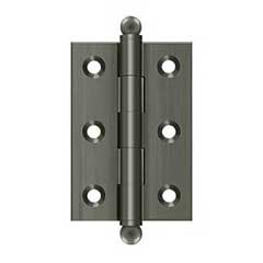 Deltana [CH2517U15A] Solid Brass Cabinet Door Butt Hinge - Ball Tip - Square Corner - Antique Nickel Finish - Pair - 2 1/2&quot; H x 1 11/16&quot; W