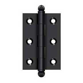 Deltana [CH2517U19] Solid Brass Cabinet Door Butt Hinge - Ball Tip - Square Corner - Paint Black Finish - Pair - 2 1/2" H x 1 11/16" W