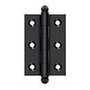 Deltana [CH2517U19] Solid Brass Cabinet Door Butt Hinge - Ball Tip - Square Corner - Paint Black Finish - Pair - 2 1/2" H x 1 11/16" W