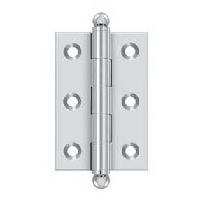 Deltana [CH2517U26] Solid Brass Cabinet Door Butt Hinge - Ball Tip - Square Corner - Polished Chrome Finish - Pair - 2 1/2" H x 1 11/16" W