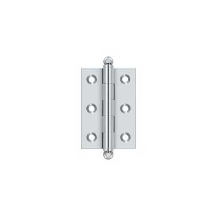 Deltana [CH2517U26] Solid Brass Cabinet Door Butt Hinge - Ball Tip - Square Corner - Polished Chrome Finish - Pair - 2 1/2" H x 1 11/16" W