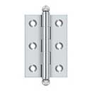 Deltana [CH2517U26] Solid Brass Cabinet Door Butt Hinge - Ball Tip - Square Corner - Polished Chrome Finish - Pair - 2 1/2&quot; H x 1 11/16&quot; W