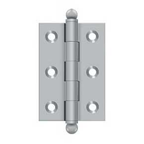 Deltana [CH2517U26D] Solid Brass Cabinet Door Butt Hinge - Ball Tip - Square Corner - Brushed Chrome Finish - Pair - 2 1/2" H x 1 11/16" W