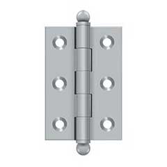 Deltana [CH2517U26D] Solid Brass Cabinet Door Butt Hinge - Ball Tip - Square Corner - Brushed Chrome Finish - Pair - 2 1/2&quot; H x 1 11/16&quot; W